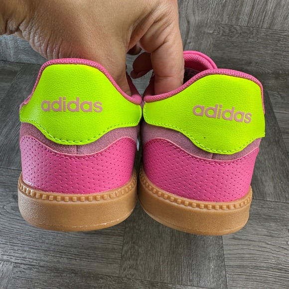 Adidas Breaknet Sleek Pink Neon Yellow Suede Sneakers JH6899 Womens 7 NEW - Picture 6 of 9